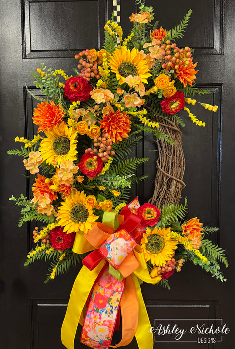 Sunlit Harvest Blooms Wreath