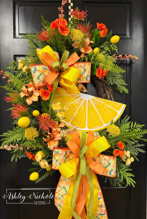 Sunny Citrus Floral Wreath