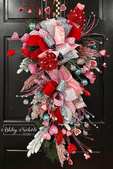 **Sweethearts & Sprinkles Valentine Teardrop Swag **