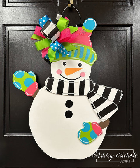 Snowman - Colorful - Door Hanger - (Hand Painted)