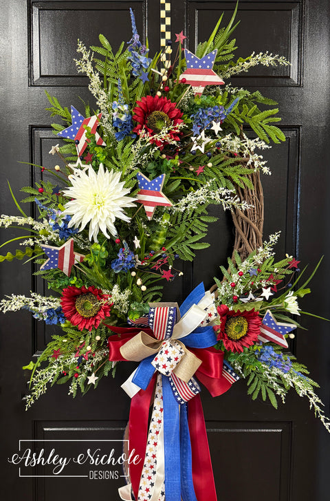 Vintage Stars of America Patriotic Wreath