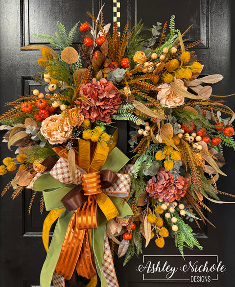 Warm & Rustic Fall Round Wreath