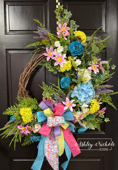 Wild Garden Whimsy Round Wreath