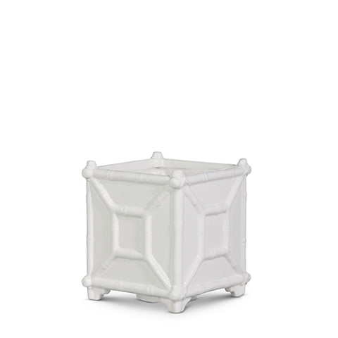 6" Bamboo Planter - White Ceramic