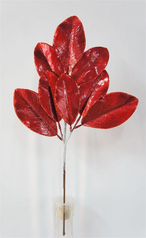 24" Glitter Edge Metallic Leaf Spray - Red