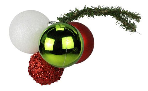 60mm-80mm Sequin & Glitter Ball Cluster - Red, White & Lime