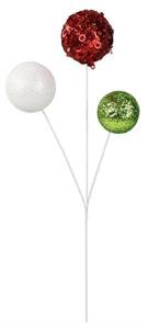 20" Glittered & Sequined Ball Pick - Red/White/Lime