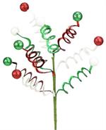 26" Swirl Sequin & Glitter Ball Spray - White/Red/Emerald