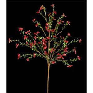 28" Jingle Bell Glittered Berry Spray - Emerald/Red