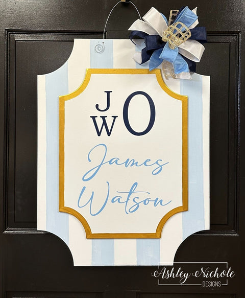 Personalized Baby Name Plaque - Boy Version - (Hand-Painted)