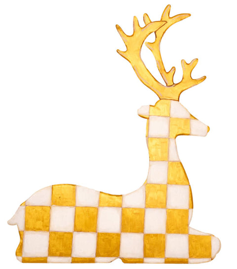 Gold Checkered Deer Resting - Metal
