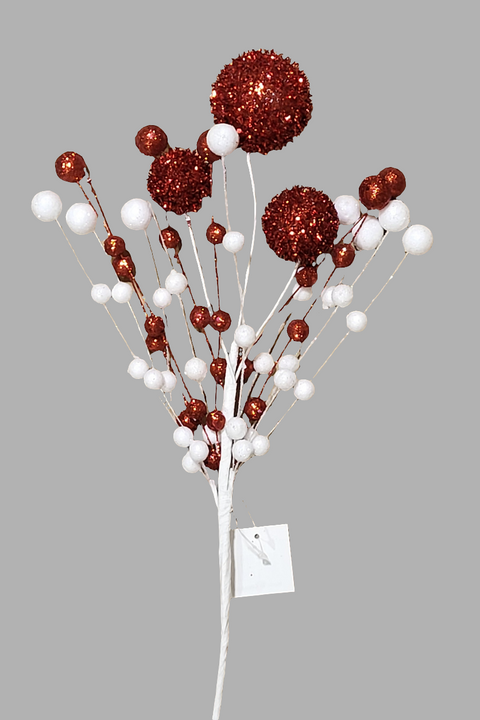 18" Glitter Balls & Loop Berry Bush - Red