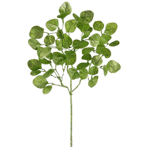 23" Glittered Eucalyptus Leaf Spray - Green