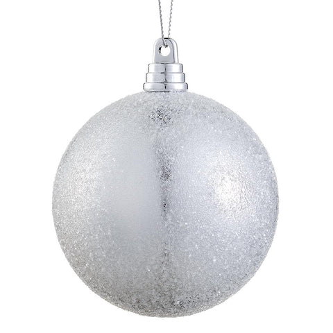 3" Sugared Plastic Ball Ornament - Silver