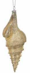 7" Glitter Pearl Champagne Conch Shell Ornament