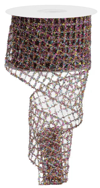 Rainbow Tinsel Mesh Wired Ribbon - 2.75" x 10yds