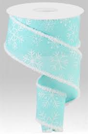 Teal Burlap w/ White Snowflakes Wired Ribbon - 2.5" x 10yds