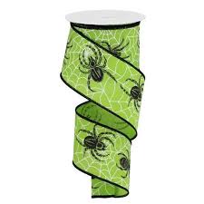 Spiders w/ Webs on PG Fabric Wired Ribbon - 2.5" x 10yds