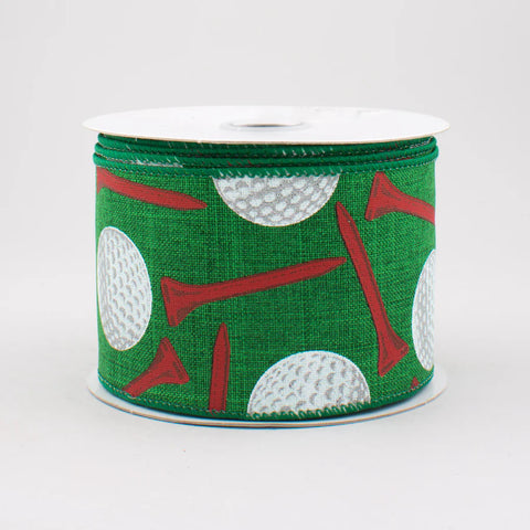 Golf Tee Wired Ribbon - 2.5" x 10yds