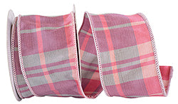 Pink Dusk Plaid Wired Ribbon - 2.5" x 10yds