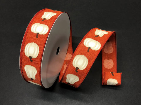 Rust Ivory Pumpkin Wired Ribbon - 1.5" x 50yds