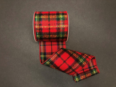 Flannel Plaid Wired Ribbon - 4" x 10yds