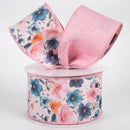 Blush Pink Double Sided Fused Flowers Wired Ribbon - 2.5" x 10yds
