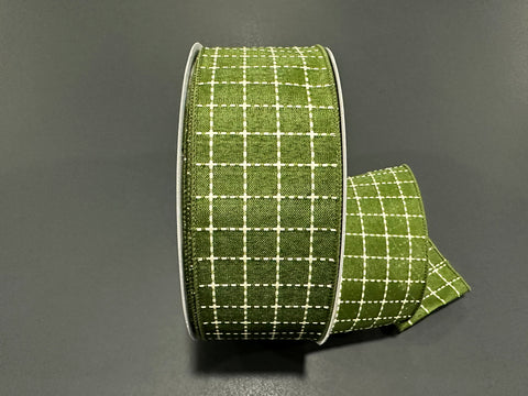 Moss Stark Plaid Wired Ribbon - 2.5" x 50yds