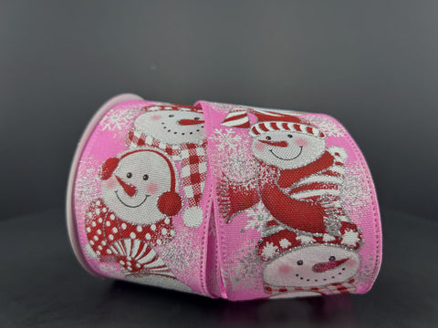 Snowment in Earmuffs Pink Wired Ribbon - 2.5" x 10yds