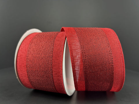 Red Metallic Lined Red Edge Wired Ribbon - 2.5" x 10yds