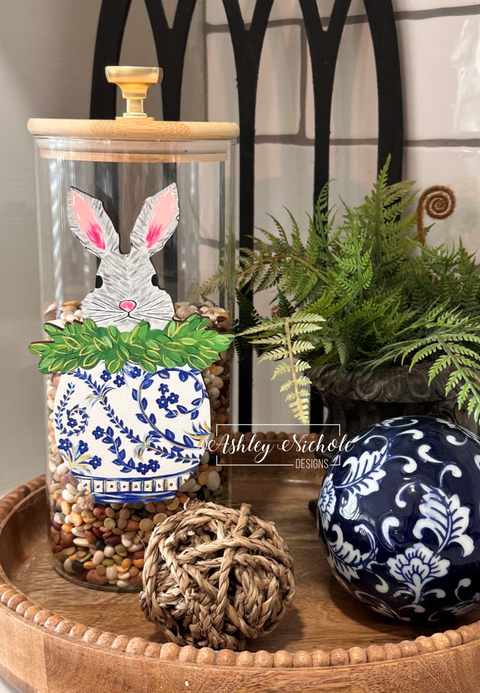 Peeking Bunny in Ginger Jar - Easter - Mini Piece (Magnet/Velcro)