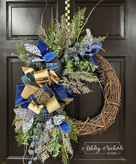 Dressed in Blues Winter Wreath