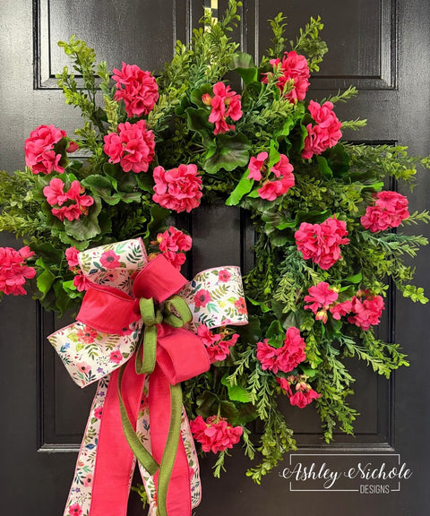 *READY to SHIP* - Perfect Pop of Pink Geranium Wreath