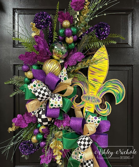 Fleur De Lis - Abstract Style - Mardi Gras Wreath