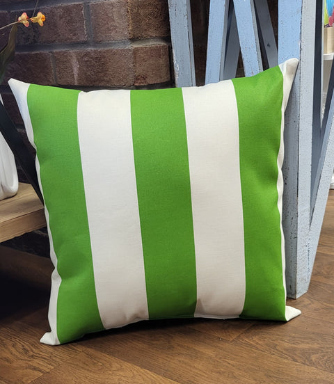 Outdoor Pillow - Green & Tan Stripe