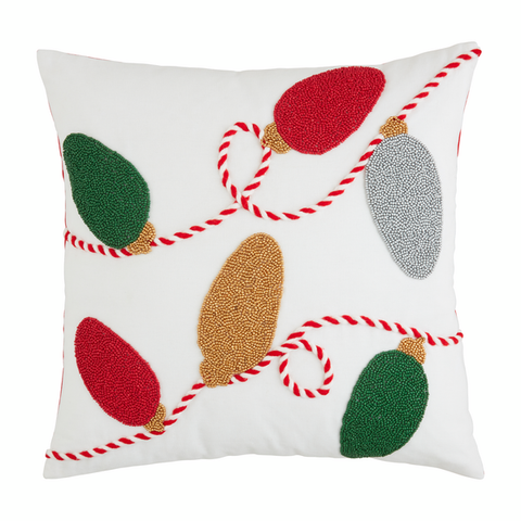 String of Christmas Lights Beaded Pillow