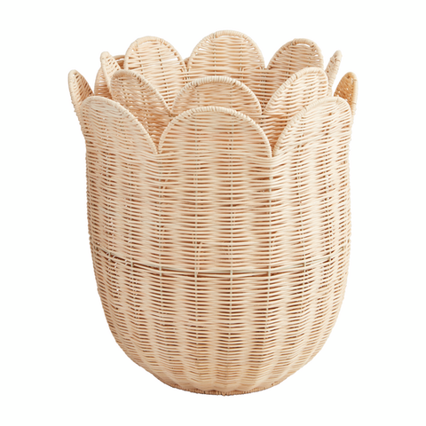 Scallop Rattan Baskets - Set of 2