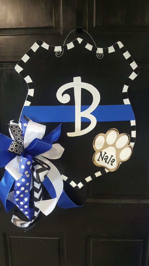 Police & Dog Paw Door Hanger (Hand-Painted)