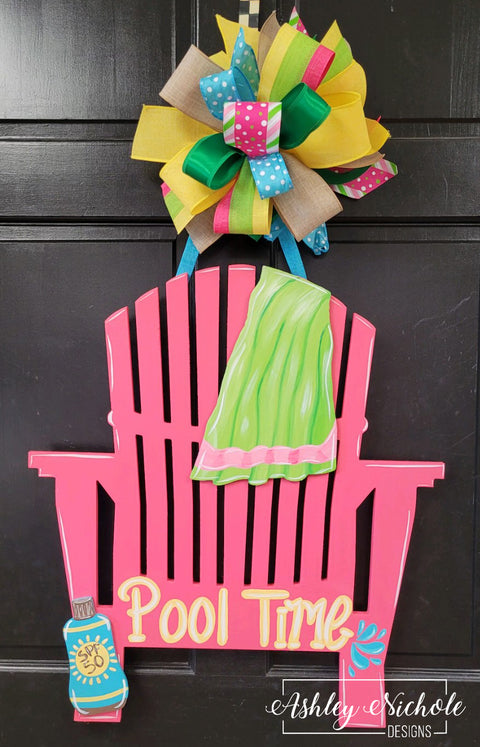 Adirondack Chair POOL TIME Door Hanger - PINK