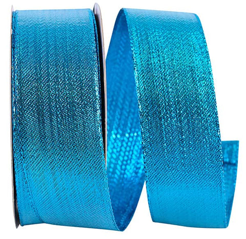 Turquoise Metallic Woven Wired Ribbon - 1.5" x 25yds