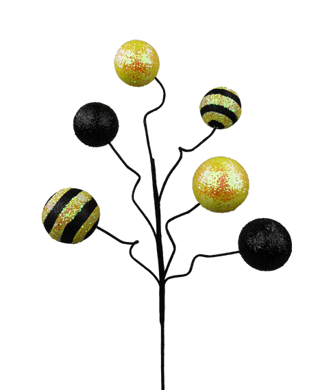 Glitter Ball Pick - Yellow & Black
