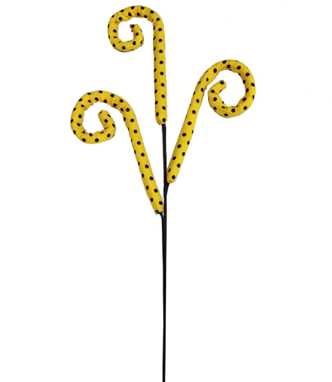 Fabric Polka Dot Curly Spray x 3 - 2 color choices (Red or Yellow)