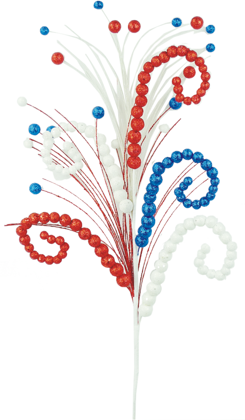 34" Curly Ball Spray - Patriotic