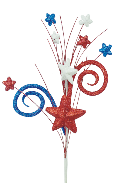 18" Glitter Spiral Star Pick - Patriotic