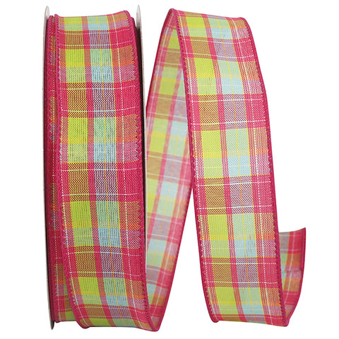 Spring Plaid Wired Ribbon - 1.5" x 50yds