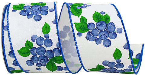 Blueberries & Stems Wired Ribbon - 2.5" x 10yds