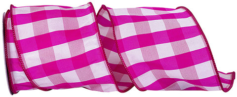 Fuchsia Sherbert Check Wired Ribbon - 4" x 10yds