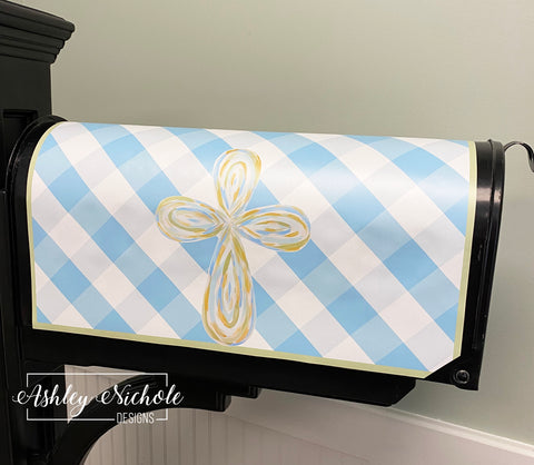 Abstract Cross - Neutrals - Magnetic Vinyl Mailbox Cover