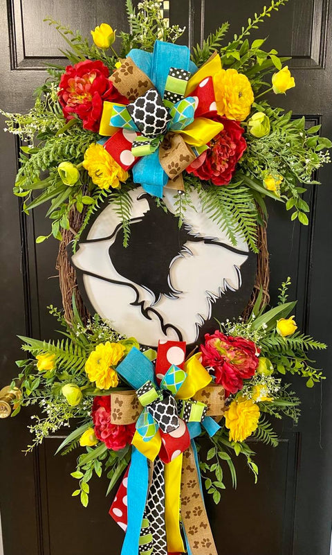 30" Custom Dog Floral Wreath