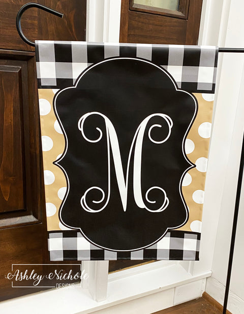 Buffalo Check (Black/Tan) Initial - Vinyl Garden Flag